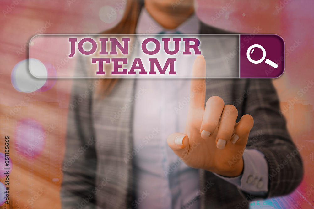 Poster conceptual hand writing showing join our team. concept meaning inviting someone to join in your loca