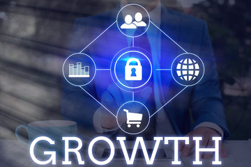 Word writing text Growth. Business photo showcasing process of increasing in size or juice Getting...