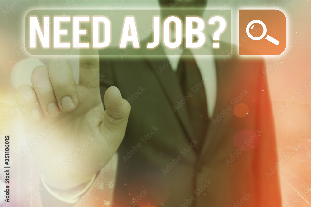 Poster handwriting text need a job question. conceptual photo to recruit an individual for specific duty ro