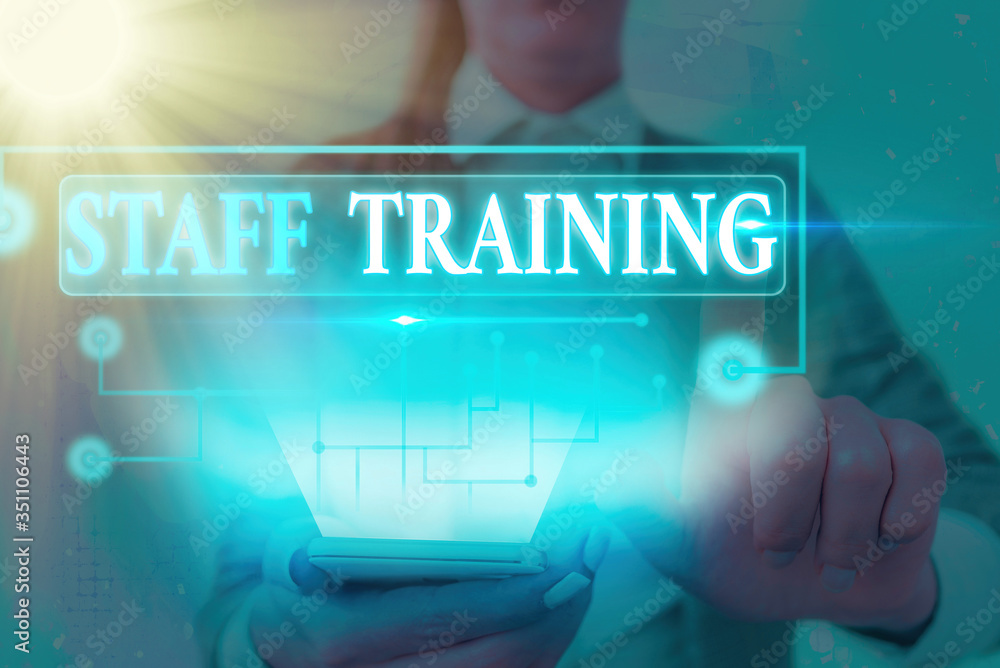 Poster text sign showing staff training. business photo text learn specific knowledge improve performance i
