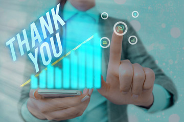 Word writing text Thank You. Business photo showcasing a polite expression used when acknowledging...