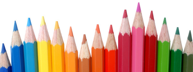 colored pencils isolated on white background