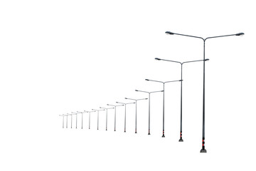 Street lamppost isolated on white background.
