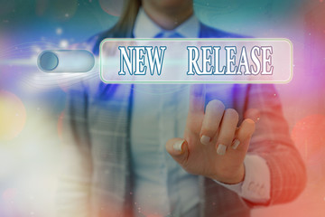 Word writing text New Release. Business photo showcasing announcing something newsworthy recent...