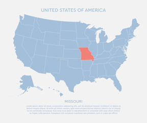 United states of America state Missouri USA map