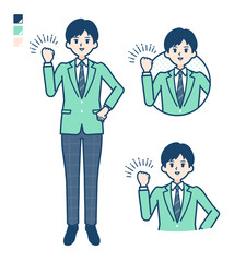 simple school boy Green Blazer_fist-pump