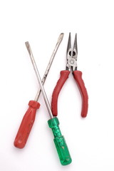 steel screwdriver and pliers