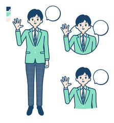 simple school boy Green Blazer_Greeting