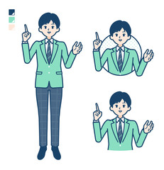 simple school boy Green Blazer_speaking