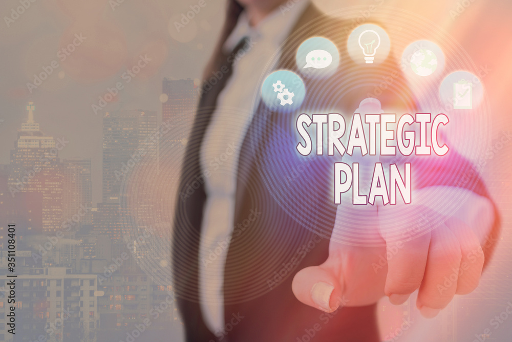 Poster conceptual hand writing showing strategic plan. concept meaning a systematic process of envisioning 