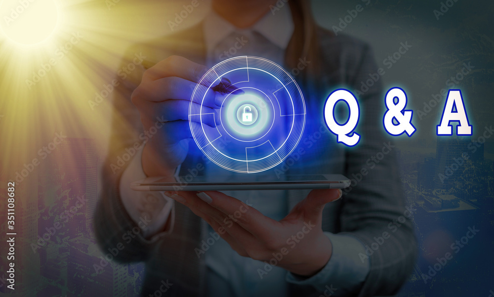 Aufkleber word writing text q and a. business photo showcasing defined as questions being asked and answers
