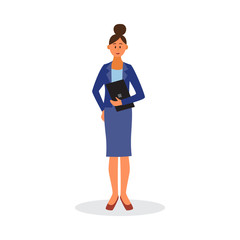 Isolated cartoon businesswoman - female business worker in suit