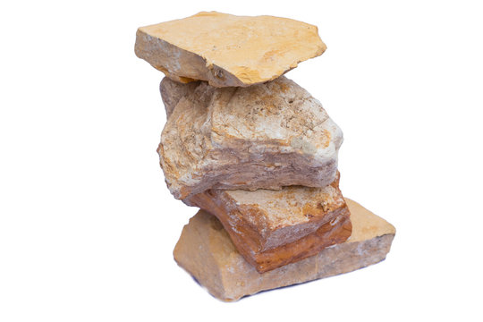 Shale stone or clastic sedimentary rock isolate on white background