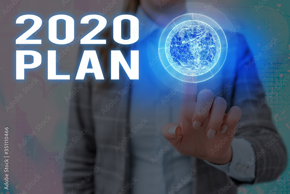 Poster text sign showing 2020 plan. business photo text setting up your goals and plans for the current yea