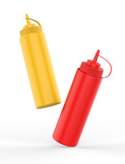 Blank Plastic Ketchup and Sauce Bottle For branding and mock up, 3d render illustration.