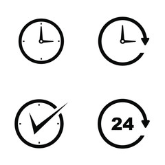 time icon clock symbol and calendar line art design for business cards, invitations, posters, 24 hour alarm time banners