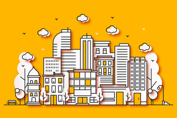 Obraz premium Vector Illustration : City illustration design with beautiful paper style