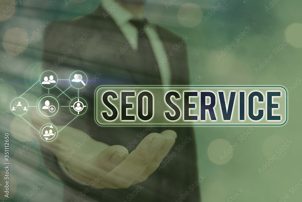 Poster text sign showing seo service. business photo text techniques and procedures to increase the website