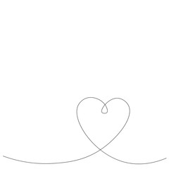 Valentines day background with heart one line, vector illustration