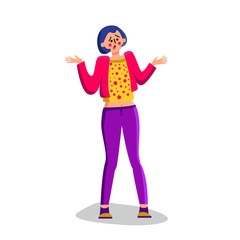 Shrugging Shoulders Confused Young Woman Vector Illustration