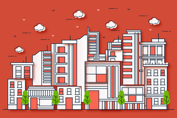Fototapeta premium Vector Illustration : Urban illustration with a beautiful paper style