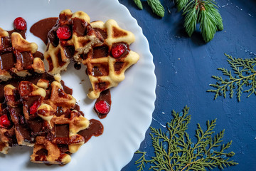 Viennese Waffles with Chocolate Frosting