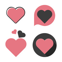Heart icon. Flat style. Isolated. 