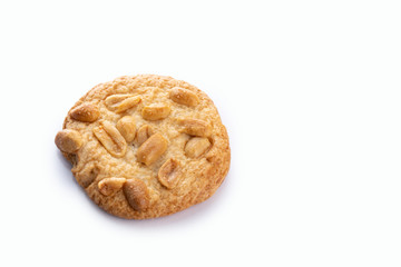 peanut cookies close up shot on white background