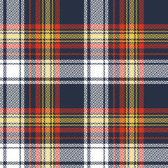 Plaid pattern seamless colorful vector background. Scottish tartan check plaid in blue, red, yellow for flannel shirt, blanket, or other summer, autumn, winter fashion or home textile design.