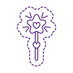 Cute magic star with stick patch line style icon vector design