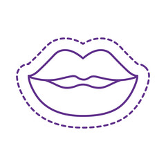 Cute female mouth patch line style icon vector design