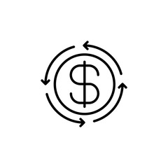 Money line icon. Finance and investment, dollar symbol. logo. Outline design editable stroke. For yuor design. Stock - Vector illustration.