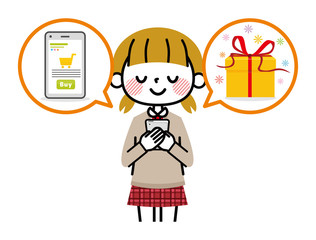 学生　女の子　オンラインショッピング