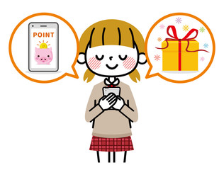 学生　女の子　スマホ　ポイント