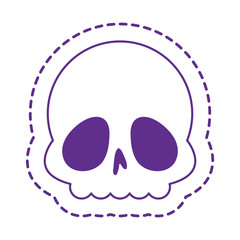 Cute skull patch line style icon vector design