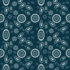 seamless pattern with leaves and flowers paisley style