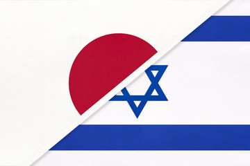 Japan and Israel, symbol of two national flags. Relationship between Asian countries.
