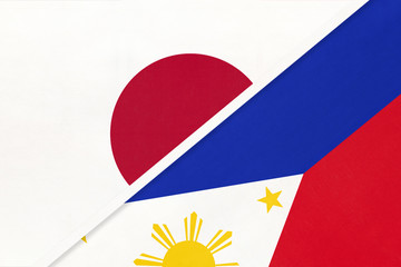 Japan and Philippines, symbol of two national flags. Relationship between Asian countries.