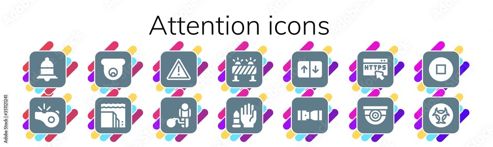 Poster attention icon set