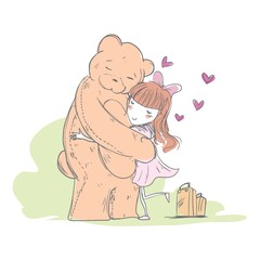Bear hugging a girl