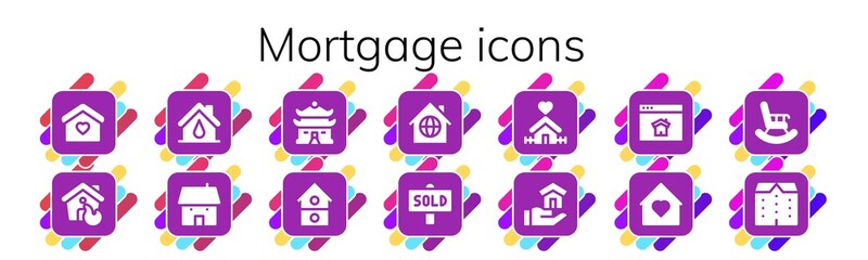Modern Simple Set of mortgage Vector filled Icons