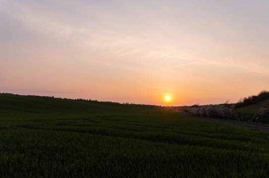Landschaft zum Sonnenuntergang © hopfi23