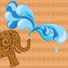 Fototapeta na wymiar elephant splashing water
