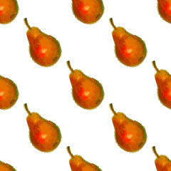 Pears seamless pattern on a white background. Pixel Graphics, fruit. 8 bit .Vector illustration.