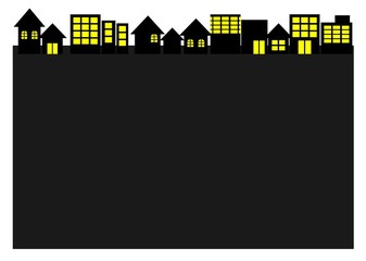 明かりの灯った夜の街のフレーム