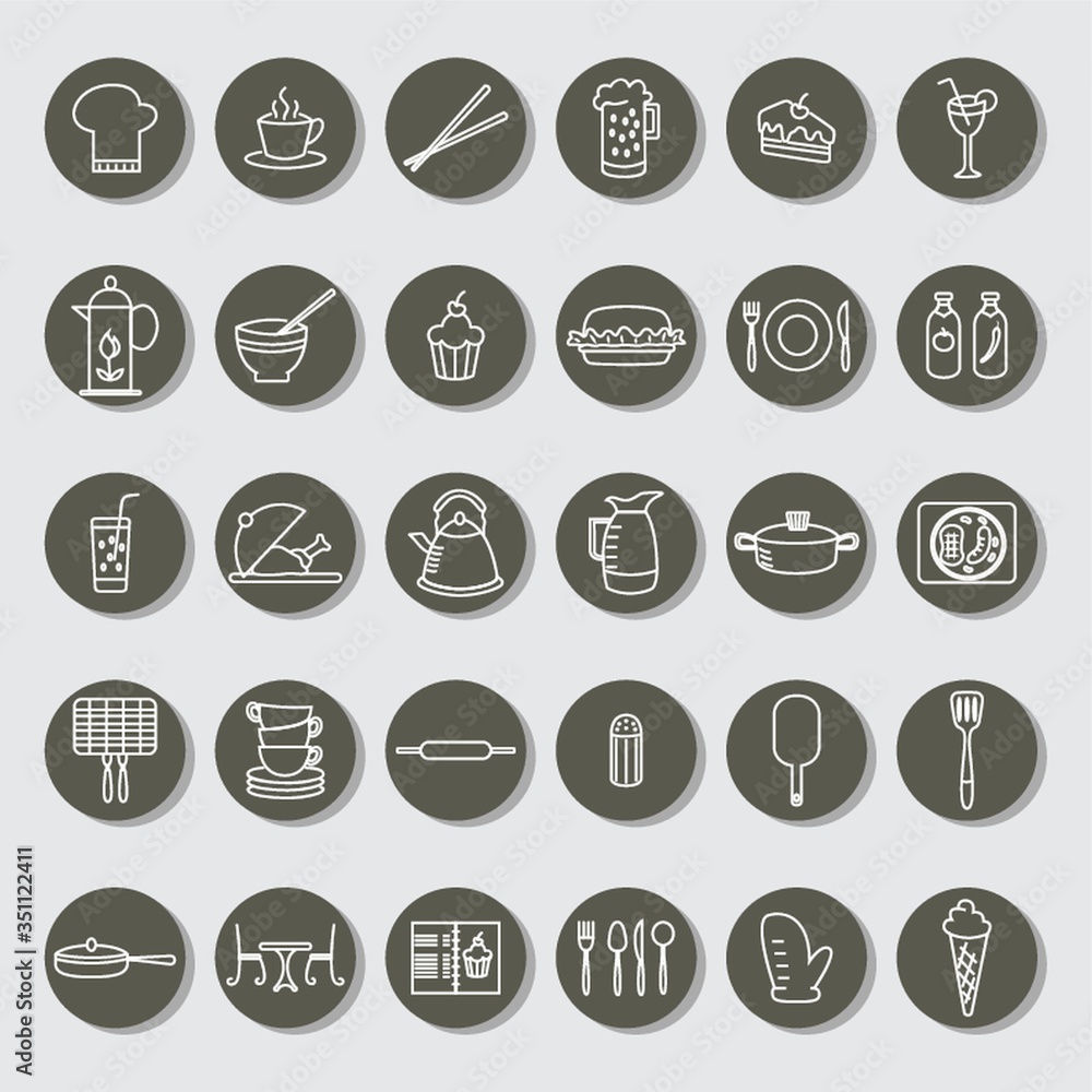 Poster Collection of restaurant icons