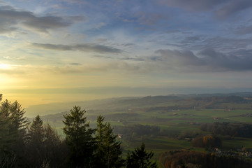 Obraz premium Coucher de soleil sur le Lac Léman