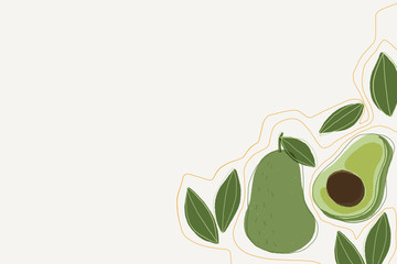 Avocado illustration copy space background