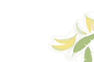 Fototapeta na wymiar Banana and banana leaf illustration copy space background