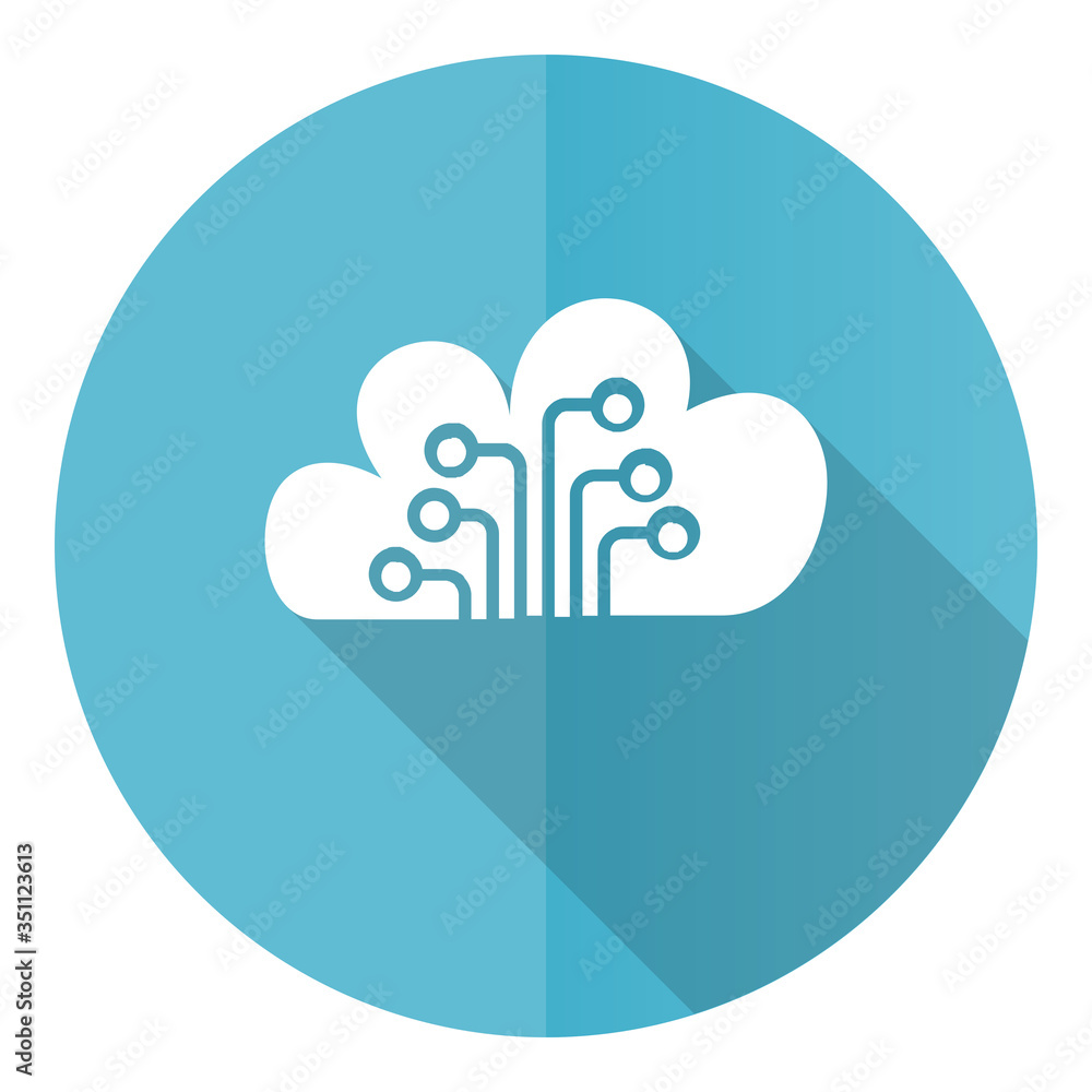 Aufkleber cloud computing blue round flat design vector icon isolated on white background, technology, circuit